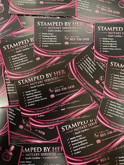 Stamped by her notary services